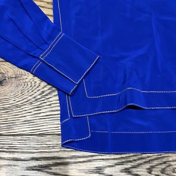 Rag & Bone Electric Blue Shields Silk V-Neck Blouse NWT C24 - Picture 3 of 9